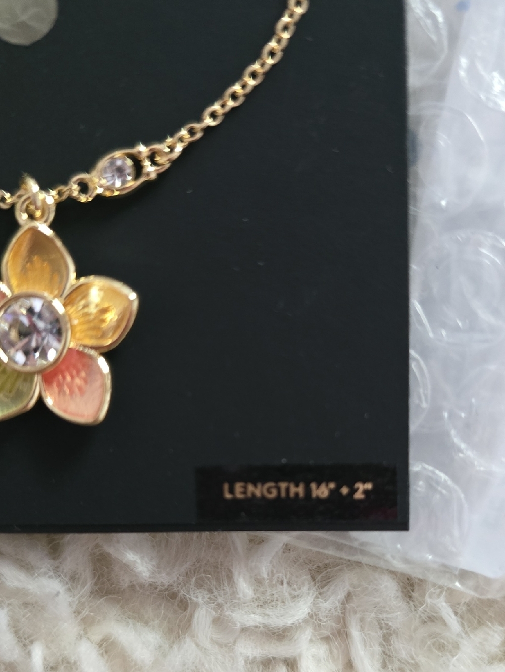 COACH New York Gold Flower Pendant Necklace with Pastel Petals - Picture 4 of 4